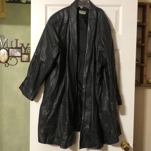 Lane Bryant Venezia black leather swing coat. 24W
